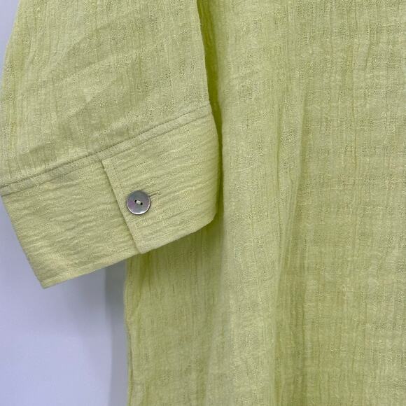 Soft Surroundings Lime Green Linen Cotton Button Down Tunic Blouse Size Medium - Picture 5 of 5